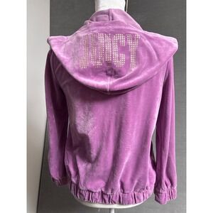 Vintage Juicy Jacket Teen L 14 Purple Velour Track Bling Embellished Hoodie y2k